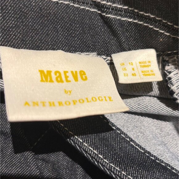 Maeve Anthropologie The Colette Denim Wide Leg Wrap Jumpsuit Size 8 Black - Picture 6 of 7